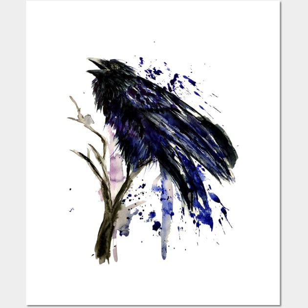 crow watercolor Wall Art by NemfisArt